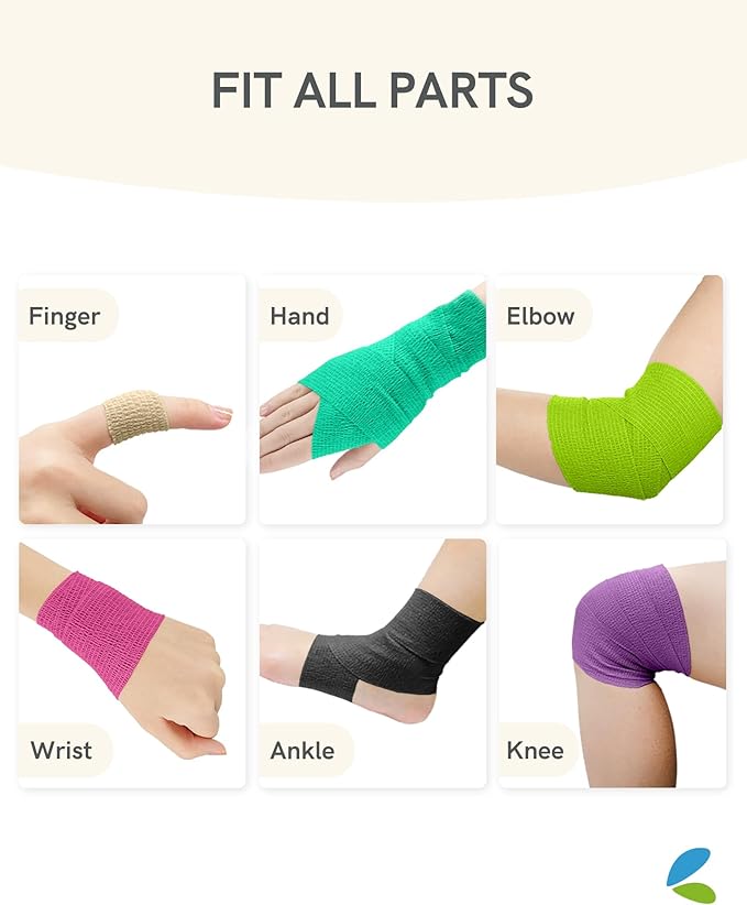 FriCARE Self Adhesive Bandage Wrap, Medical Tape in First Aid Kit, Cohesive Bandages for Wounds Sport Vet, 2 inches X 5 Yards 6 Rolls, Royal Garnet