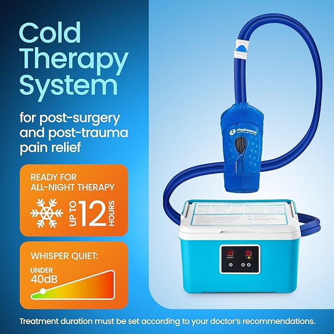 Cold Therapy System, Pain Relief for Post-Surgery Recovery, Adjustable Knee Pad - Programmable Ice Therapy Machine, Continuous Cryotherapy - for Swelling, Sprains, and Other Injuries