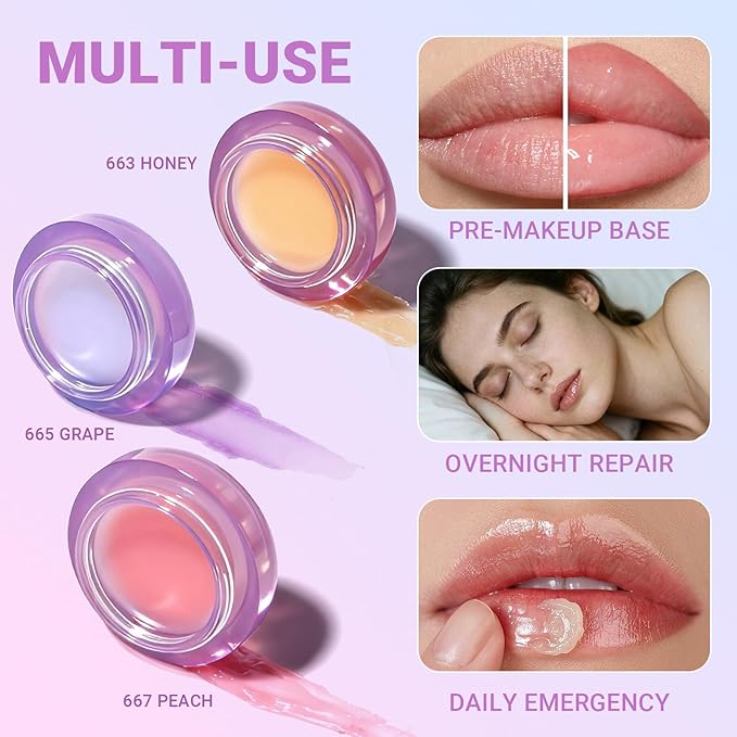 iMethod Lip Mask Overnight - Lip Sleeping Mask for Dry Lips, 8-Hour Hydrating Lip Balm with Hyaluronic Acid, Intense Moisturizing Lip Treatment to Nourish & Repair - Grape