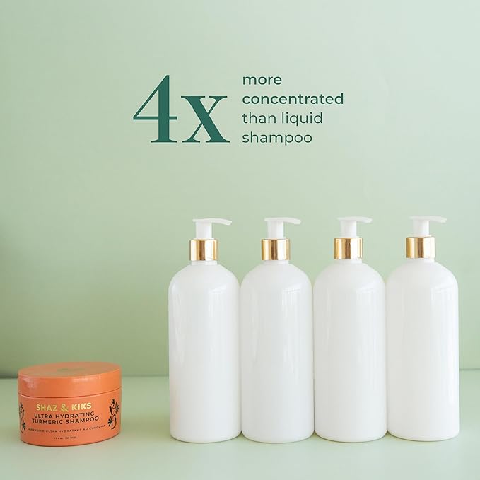 SHAZ & KIKS Ultra Hydrating Turmeric Shampoo | Deeply Moisturizing for Dry, Itchy, Flaky or Sensitive Scalp | Ayurvedic Turmeric & Kokum Butter | Natural, Vegan, Sulfate-Free, Color-Safe | 90ml