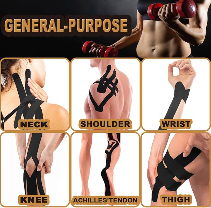 Kinesiology Tape,4Roll Waterproof Muscle Support Adhesive Sport Tape,|3in x 5.5yd|Medical Grade Cotton Elastic Athletic Tape for Muscle Pain Relief & Joint Support, Breathable K Tape (Uncut-Mixed)