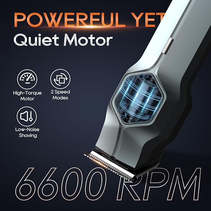 Beard Trimmer for Men, Magnetic Snap-on Replacement Heads & Charging Dock, IPX7 Waterproof Cordless Hair Clippers, Mens Grooming Kits for Mustache/Body/Face/Ear/Nose, Blue