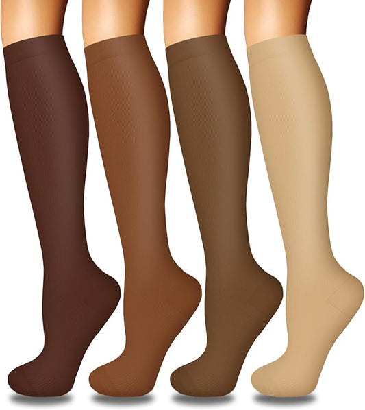Iseasoo 4 Pairs Compression Socks for Women Circulation-Best Support for Nurses,Running,Athletic,Travel