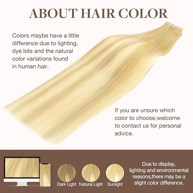 GOO GOO Tape in Hair Extensions Human Hair, 18AT60A Pearl Ash Blonde Highlights, 20inch 100g 40pcs, Skin Weft Seamless Invisible, Silky Straight with Thick Ends, Remy Human Hair