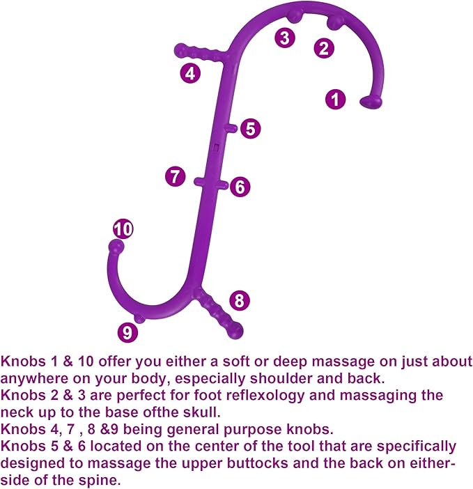 Shrdaepe Massage Trigger Point Cane, Muscle Release Tool Self Massage Hook Cane, Handheld Back, Neck, Shoulder, Leg and Feet Massager Rod, Body Deep Tissue Gifts for Men & Women, Purple