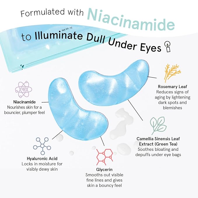 grace & stella Award Winning Under Eye Mask Reduce Dark Circles, Puffy Eyes, Undereye Bags, Wrinkles, Gel Under Eye Patches, New Mom Gifts - Vegan Self Care (48 Pairs, Blue)