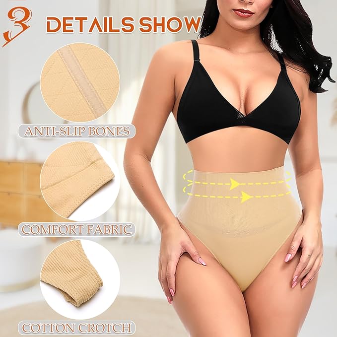 Werena Tummy Control Thong Shapewear for Women High Waist Shaping Underwear Seamless Body Shaper Panties Girdle