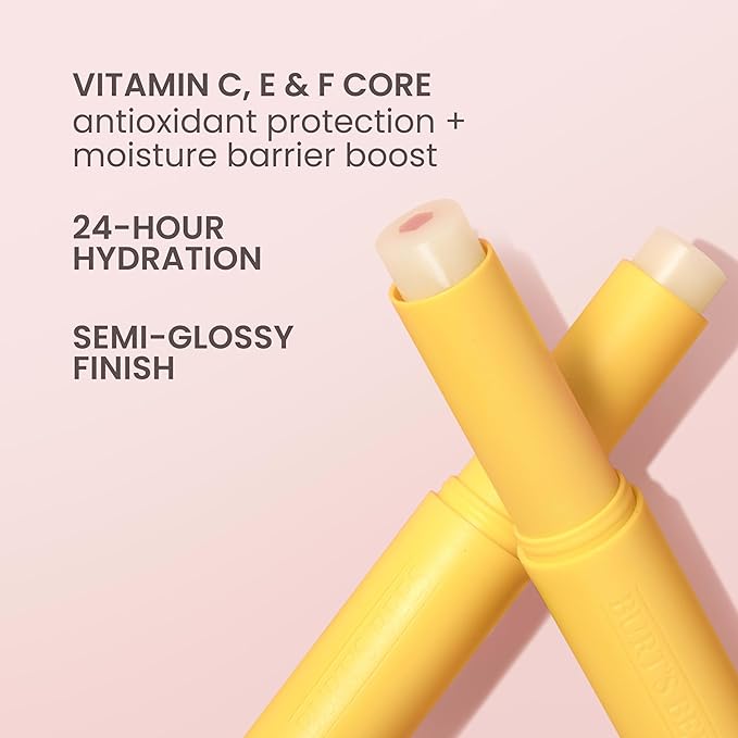 Burt's Bees Boosted Lip Balm Sheer Plus; Vitamin Lip Balm, Nourishing Vitamin C, E, and F Core; 24 Hour Moisture; Tint Free, Semi Glossy Finish; 100% Natural Origin; 1 Tube; 0.16 Oz. (Pack of 2)