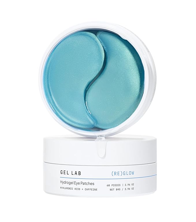 Gel Lab REGLOW Hyaluronic Acid & Caffeine Korean Skincare Eye Patches for Puffy Eyes, Dark Circles, and Wrinkles - Hydrating Under Eye Mask - 60 Gel Patches