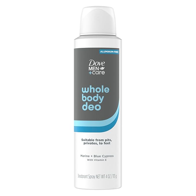 DOVE MEN + CARE Whole Body Deodorant Marine + Blue Cypress For 72H Odor Protection from pits, privates, to feet 4 oz