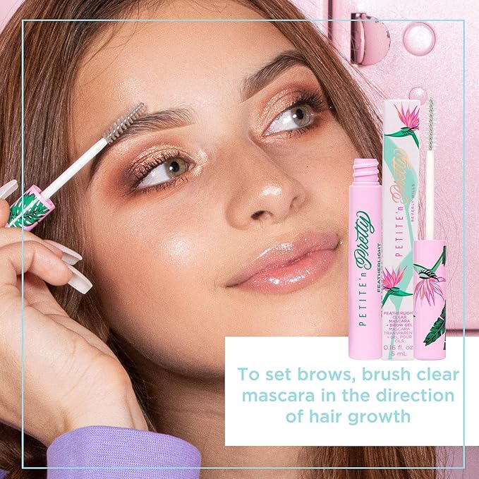 Petite 'n Pretty Featherlight Clear Mascara and Brow Gel Duo - Makeup for Kids,Tweens and Teens -Dual Purpose Clear Finish for Brows and Lashes - Non-Toxic & Made in the USA