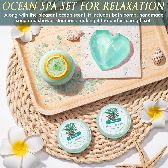 Birthday Gifts for Women, Self Care Get Well Soon Gift Baskets for Women, Ocean Relaxing Spa Gift Care Package with Blanket, Unique Valentines Day Gifts Idea for Her Wife Girlfriend Mom Friend Sister