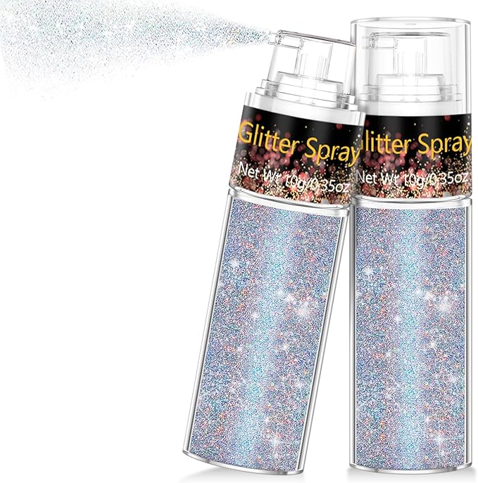 Hair and Body Glitter Spray, 1PC Glint-Rainbow Glitter Hairspray Dry Powder Makeup for Clothes, Festival Rave Prom Loose Sparkle Powder,Holographic Ultra Fine Resin Glitters for Crafts (Glint-Rainbow)
