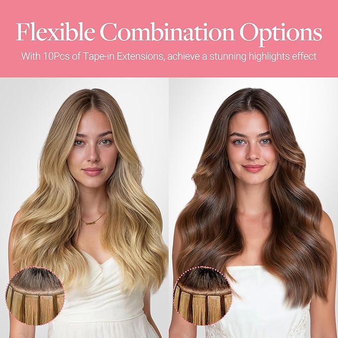 GOO GOO Tape in Hair Extensions Human Hair, #33B Dark Auburn Copper, 12inch 20g 10pcs, Skin Weft Seamless Invisible, Silky Straight with Thick Ends, Remy Human Hair