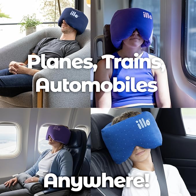 illo Wearable Pillow Sleep Mask | Soft Mulberry Silk Blackout Sleeping & Napping Eye Mask | Best for Home Bed, Work, Camping, Airplane, Side Sleeper | Reversible as Travel Neck Pillow | Women & Men