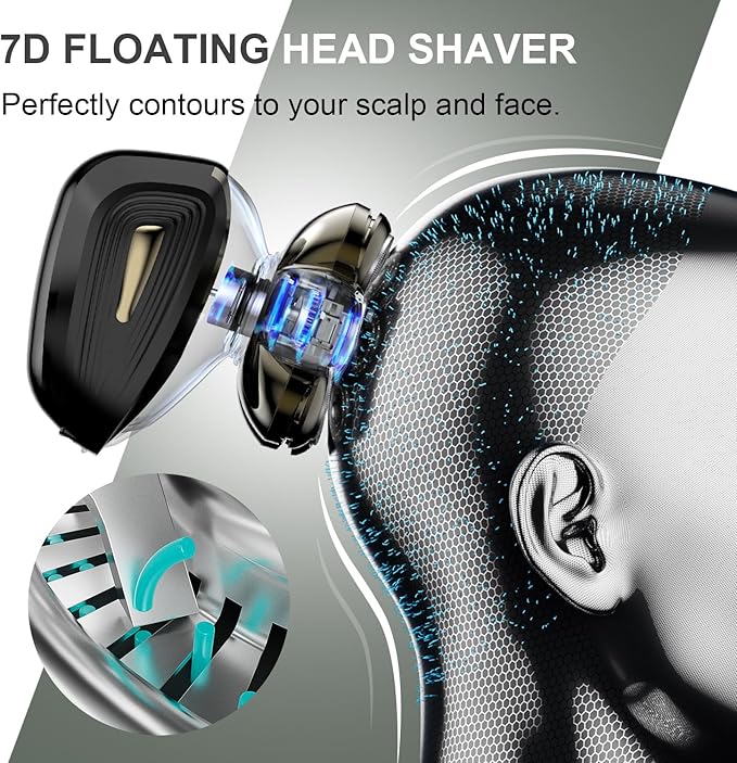 Head Shavers for Bald Men: Upgraded Detachable Head Shaver - IPX7 Waterproof Wet or Dry Electric Razor for Men - 7D LED Display Rechargeable Shaving Grooming Kit with Type-C Charge (Dark Coffee)