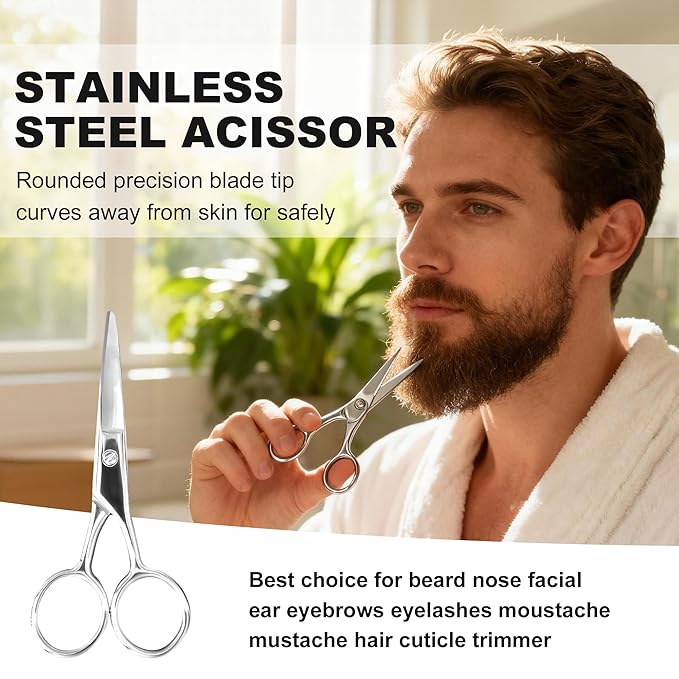 Beard Kit Beard Grooming Kit w/Beard Oil Balm Brush Comb Scissor e-Book Christmas Stocking Stuffers Gifts Ideas for Men Him Dad Boyfriend Husband Mens