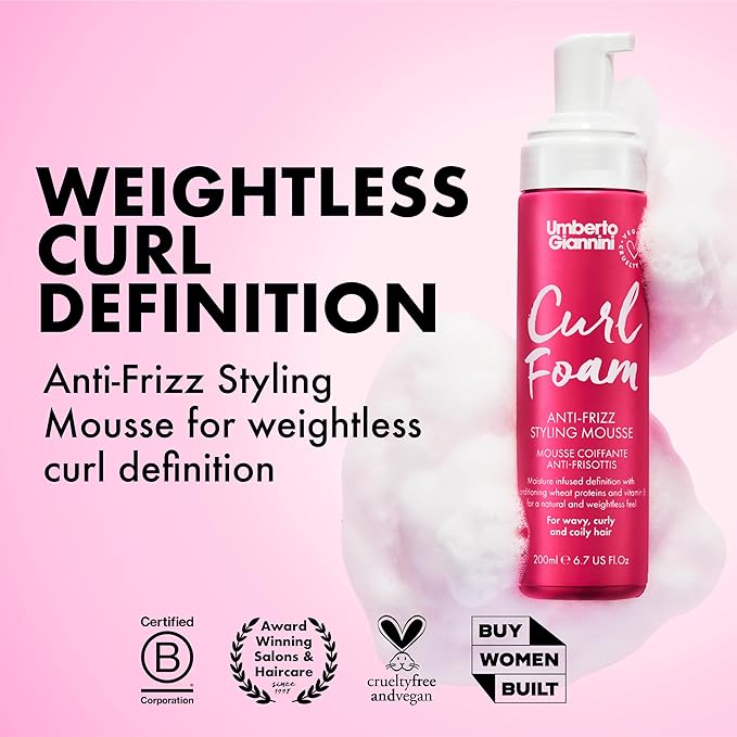 Umberto Giannini Curl Jelly & Foam Mousse Duo - Vegan & Cruelty-Free Styling Gel and Mousse for Defrizzing Curly or Wavy Hair