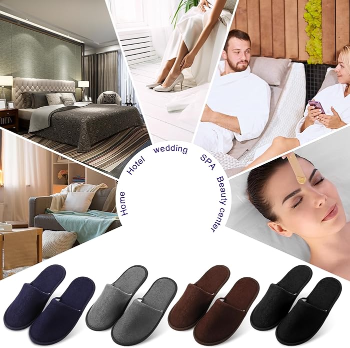 Geyoga 12 Pair Disposable Slippers for Guests Non Slip Disposable House Slippers Washable Reusable for Spa Travel Hotel Indoor Shoeless Home Bride Bathroom