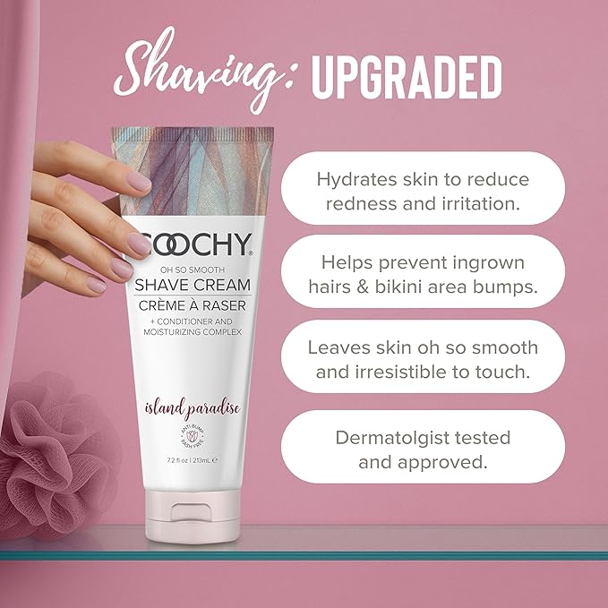 Coochy Shave Cream - Moisturizing Shave Lotion - Gentle Intimate Shaving Cream - For Bikini Area, Underarms, Legs & More - Rash-Free, Hydrating Formula - Island Paradise, 7.2 oz