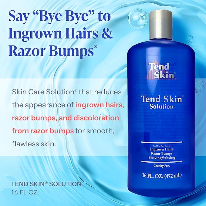 Tend Skin Solution for Unsightly Razor Bumps, Ingrown Hair and Razor Burns, Post Shaving and Waxing Toner for Men and Women, Made in USA, 16 Oz