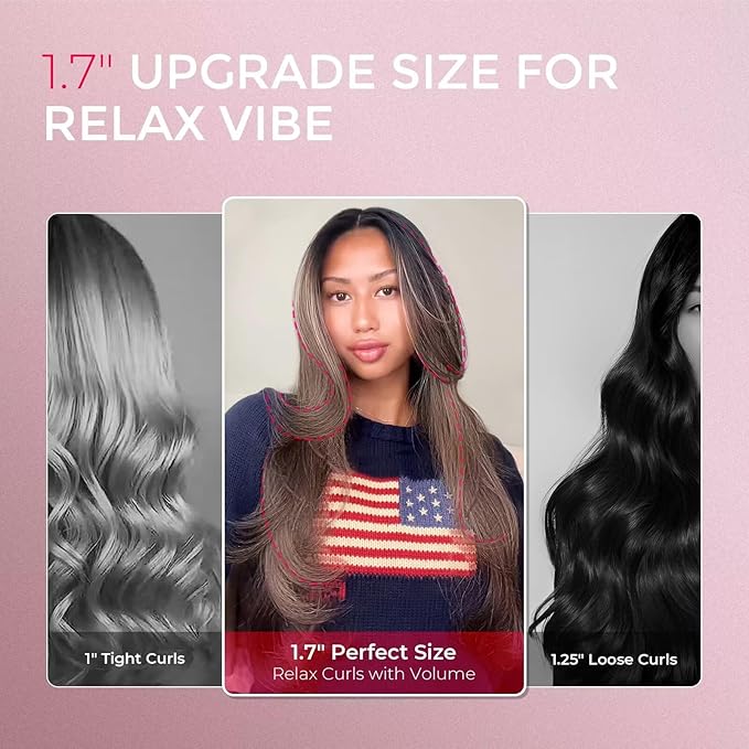 TYMO 2.0 Thermal Brush Curling Brush - STYLUX 1.7" Blowout Volumizer with Flexi-Fit for Hair Straightening, Heated Round Styler Tool, Hair Straightener and Curler 2 in 1, Dual Voltage & Light, Gold