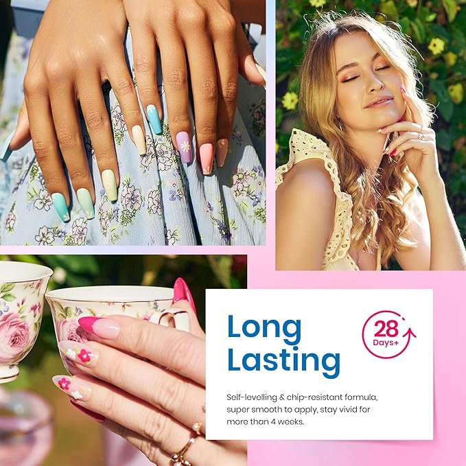 beetles Gel Nail Polish Set - 39Pcs Spring Gel Polish Pink Red Blue Purple Color Polish with Base Top Coat Soak off Uv LED Lamp Colorful Candies Manicure Kit Salon DIY Home Gifts for Women Girls