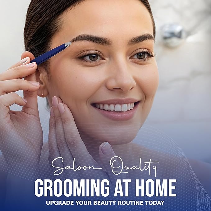 Stainless Steel Mini Slant Tweezer - Professional Precision Eyebrow Tweezers for Women & Men, Rust-Proof Travel Grooming Tool for Facial Hair Removal, Chin Hair & Ingrowns (Midnight Blue)