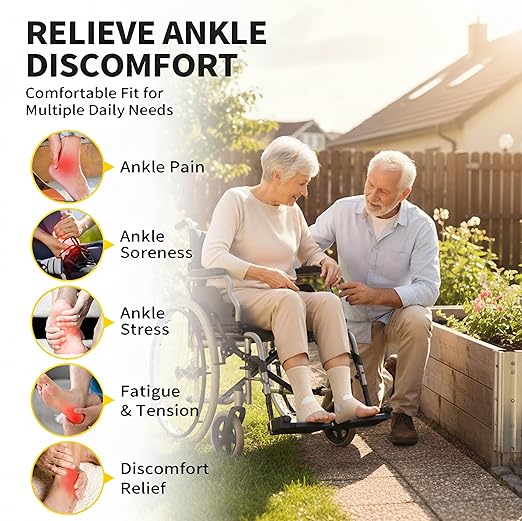 CAMBIVO 1 Pair Ankle Braces for Men and Women, Ankle Compression Socks for Foot Pain, Daily Wear, Fitness, Working, Achilles Tendonitis Relief Ankle Sleeve (Beige, Large)