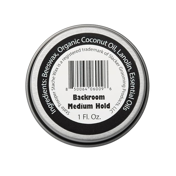 State Trooper Mustache Wax - Backroom (Tobacco Scent) - One Ounce Tin