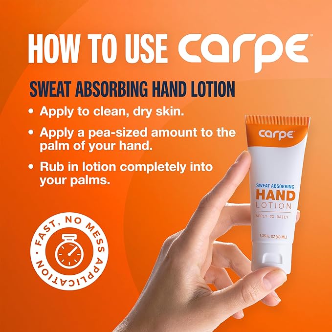 Carpe Sweat Absorbing Hand Lotion (Pack of 3), A dermatologist-recommended smooth lotion that helps stop hand sweat, great for hyperhidrosis or excessive sweat (Original Eucalyptus)