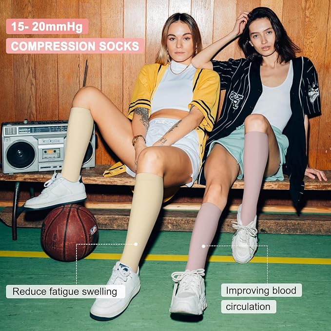 Iseasoo 4 Pairs Compression Socks for Women Circulation-Best Support for Nurses,Running,Athletic,Travel