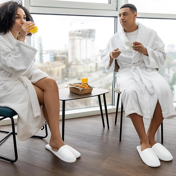 12-20 Pairs Disposable Slippers for Guest, Non Slip Disposable Slippers for Women and Men, Breathable House Slippers Indoor Outdoor for Hotel Essentials Shoeless Home Spa Travel