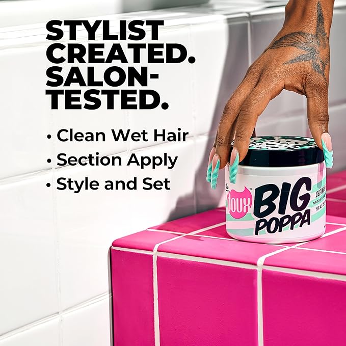 The Doux BIG POPPA Curl Defining Gel for Curly Hair – Frizz Control Styling Gel with Babassu Oil for Long-Lasting Shine & Soft Hold – Non-Crunch Hair Gel for Women, Coils, Waves & Curls