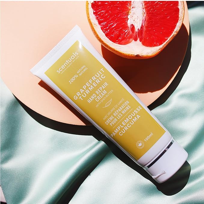 Scentuals Hand Cream Set of 2, with Shea Butter, Cocoa Butter, Argan & Almond oil, Moisturizing Dry Hands. Rosemary Mint + Grapefruit Turmeric (100ml x 2/3.38 fl.oz x 2)