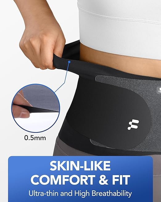 0.5mm Ultra Thin Back Brace for Women Men, 3D Lumbar Pad, Seamless Yoga Fabric, Lightweight Back Brace for Lower Back Pain Relief, Sciatica, Posture, Lifting, Wearg Under Clothes, Black, M