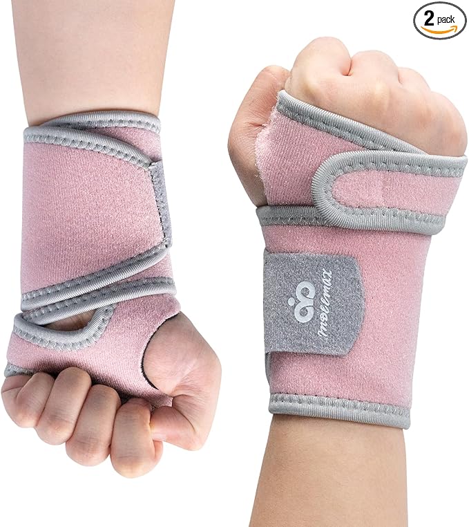 INDEEMAX 2 Pack Copper Wrist Brace Support for Carpal Tunnel, Pain Relief, Arthritis, Tendonitis, Adjustable Wrist Braces Compression Wraps Both Hands, Fit for Men and Women