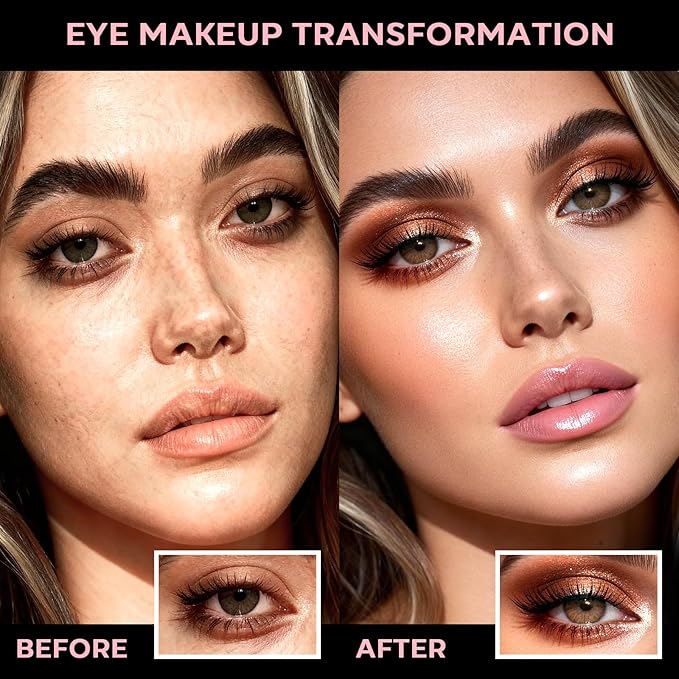 LUXAZA PRO 18 Color Eyeshadow Palette, Natural Nude Matte Shimmer Glitter, Long Lasting Baked Makeup Palette for Eye Highlight Blush, Earth Tones