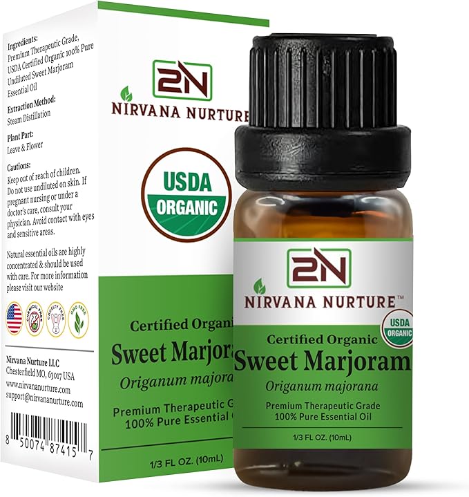 Sweet Marjoram Essential Oil USDA Certified Organic, 100% Pure Natural Premium Grade, Undiluted