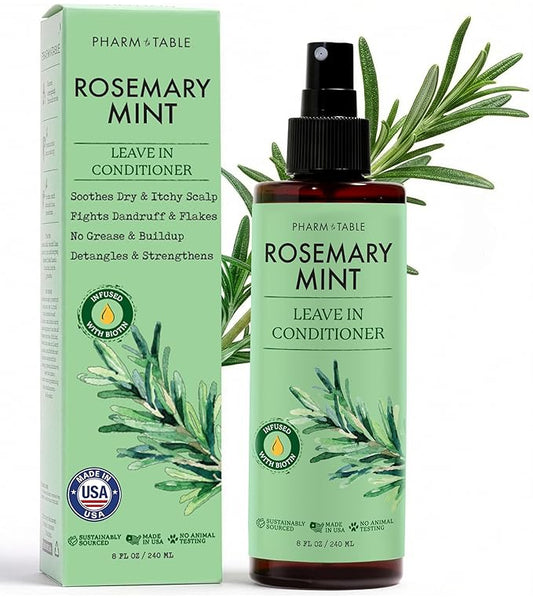 Leave In Conditioner Spray - Rosemary & Mint Scalp Treatment - Anti-Dandruff and Dry & Itchy Scalp treatment, Hydrating & Medicated Formula for Psoriasis and Scalp Care - Detangles & Nourishes Hair.