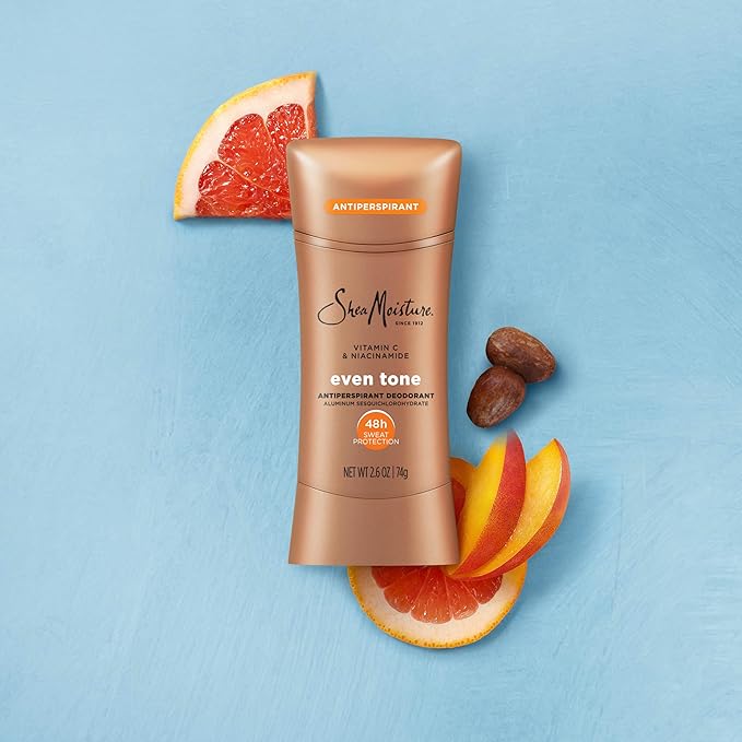 SheaMoisture Antiperspirant Deodorant Stick Even Tone Vitamin C & Niacinamide 2 Count for 48HR Sweat & Odor Protection with No Parabens & No Mineral Oil 2.6 oz
