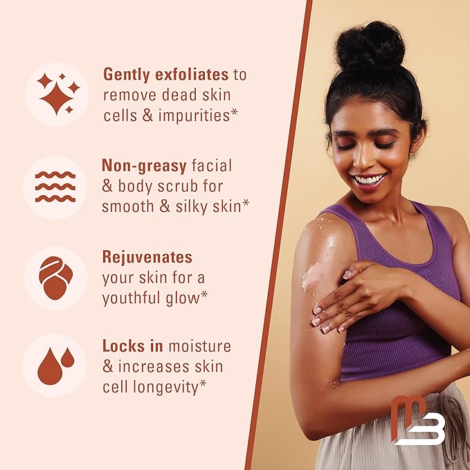 Himalayan Salt Scrub, Face, Foot, and Body Exfoliator with Collagen and Stem Cells Exfoliating Scrub for Toning, Cellulite, and Skin Care by M3 Naturals (Pack of 2)