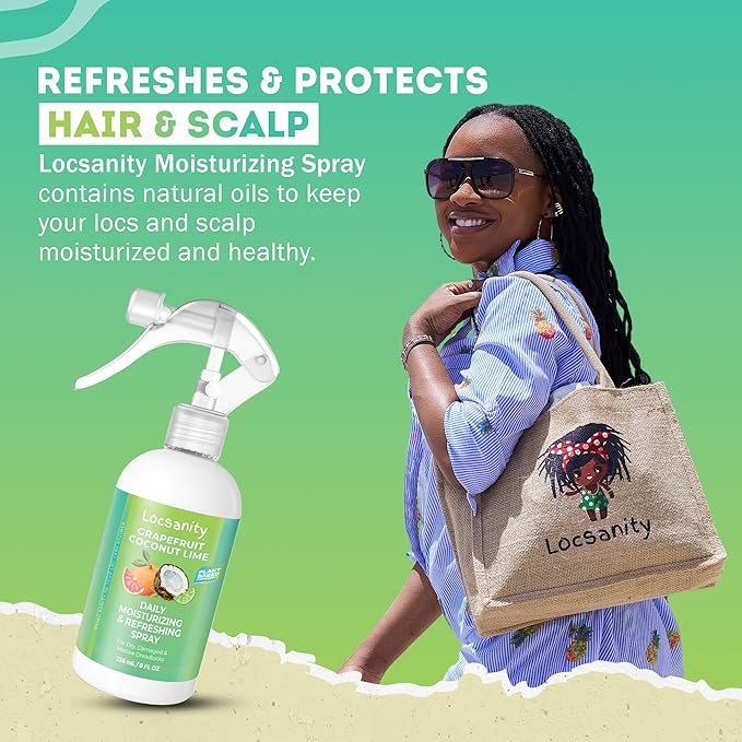 Locsanity Grapefruit Coconut & Lime Daily Moisturizing Spray Fine Mist - 8 fl oz: Hydrating Mist for Locs, Hair Growth, and Daily Moisturizing Refreshing Spray for Dreads & Braids