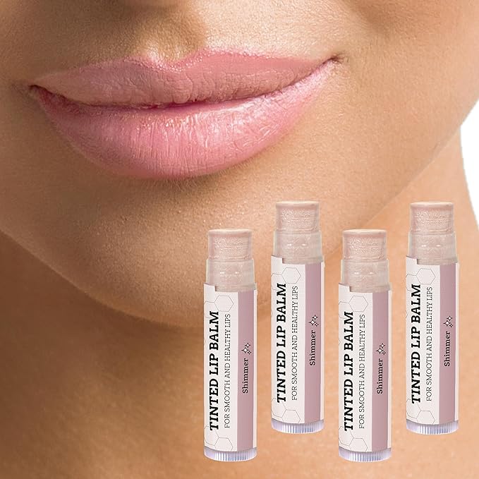 Earth's Daughter Tinted Lip Balm Shimmer 4 Pack, Beeswax, Coconut Oil, Cocoa Butter, Vitamin E, Moisturize and Beautify, Paraben Free