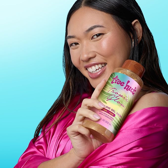 Tree Hut Tropic Glow Sparkling Gel Wash, Moisturizing & Hydrating Body Wash with Shea Butter, Warm Scent, Soft & Radiant Skin, 18 fl oz