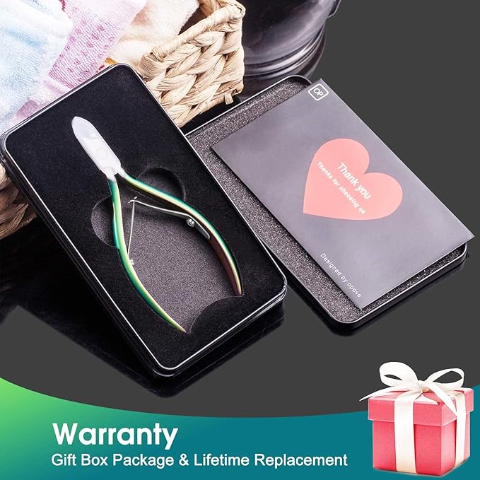 Cuticle Trimmer Cuticle Nippers Clippers Stainless Steel Hangnail Remover Extremely Sharp Cutter Pedicure Manicure Tool, opove X7 Rainbow Gradient