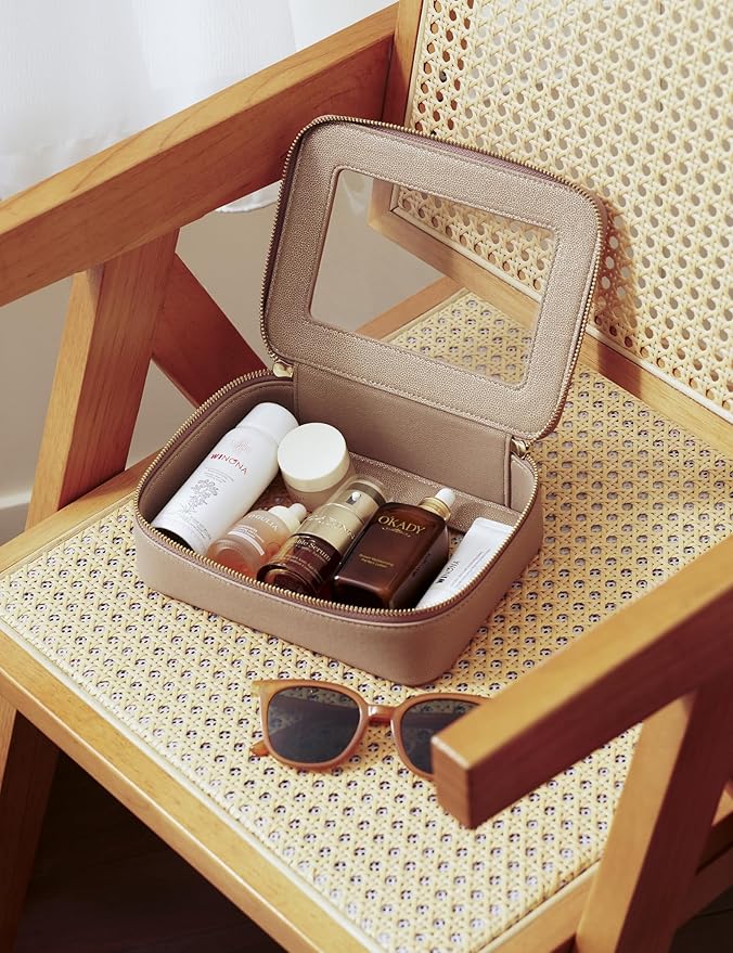 Popvibe Clear Makeup Bag Travel Cosmetic Case Transparent Toiletry Bag with Zipper, Portable Make Up Organizer Traveling Compact Car Bag for Essentials