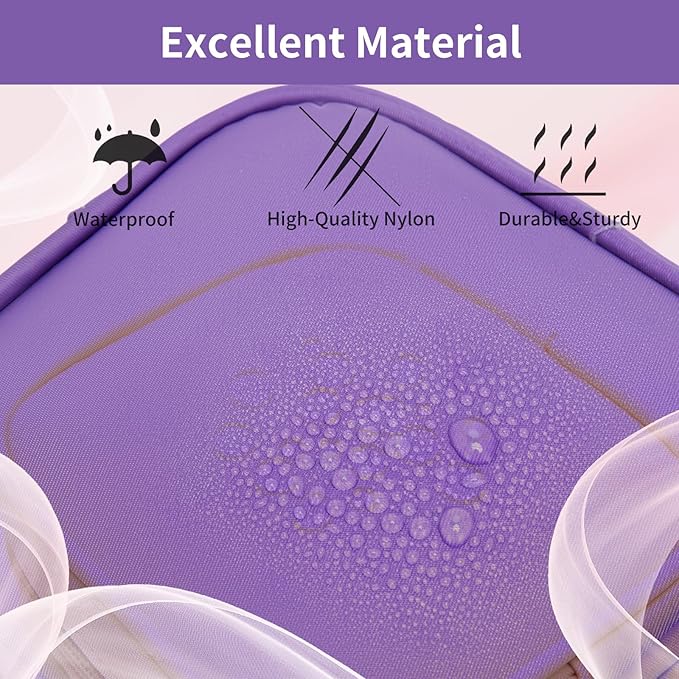 Small Makeup Pouch, Double Zipper Cosmetic Bag, Travel Makeup Bag, Cute Makeup Bag for Purse, Mini Toiletry Bag (Purple)