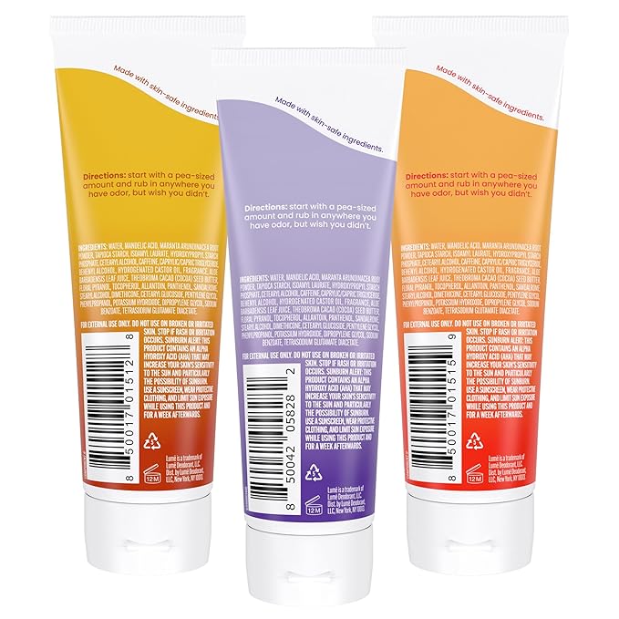 Lume Whole Body Deodorant - Invisible Cream Tube - 72 Hour Odor Control - Aluminum Free, Baking Soda Free, Skin Safe - 3.0 ounce (Pack of 3) (Toasted Coconut, Soft Powder & Clean Tangerine)