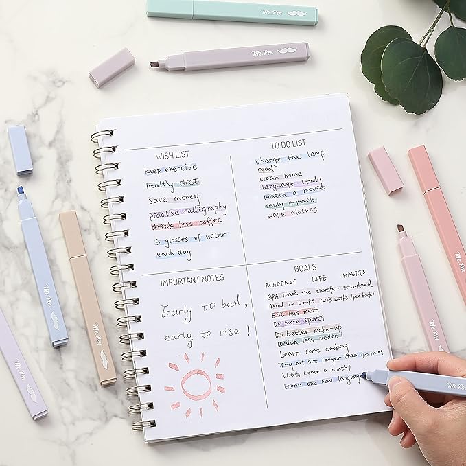 Mr. Pen- Aesthetic Highlighters, 16 pcs, Chisel Tip, Morandi Colors, No Bleed Bible Highlighter Pastel, Assorted Colors, Cute